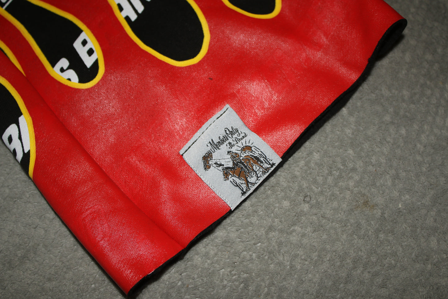 Black members sweats Red Flames with yellow trim